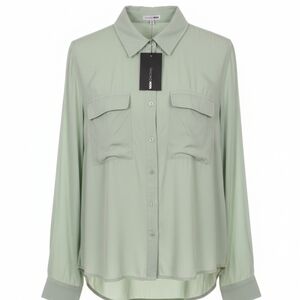 Fashion Nova Sage Green Blouse with Pockets